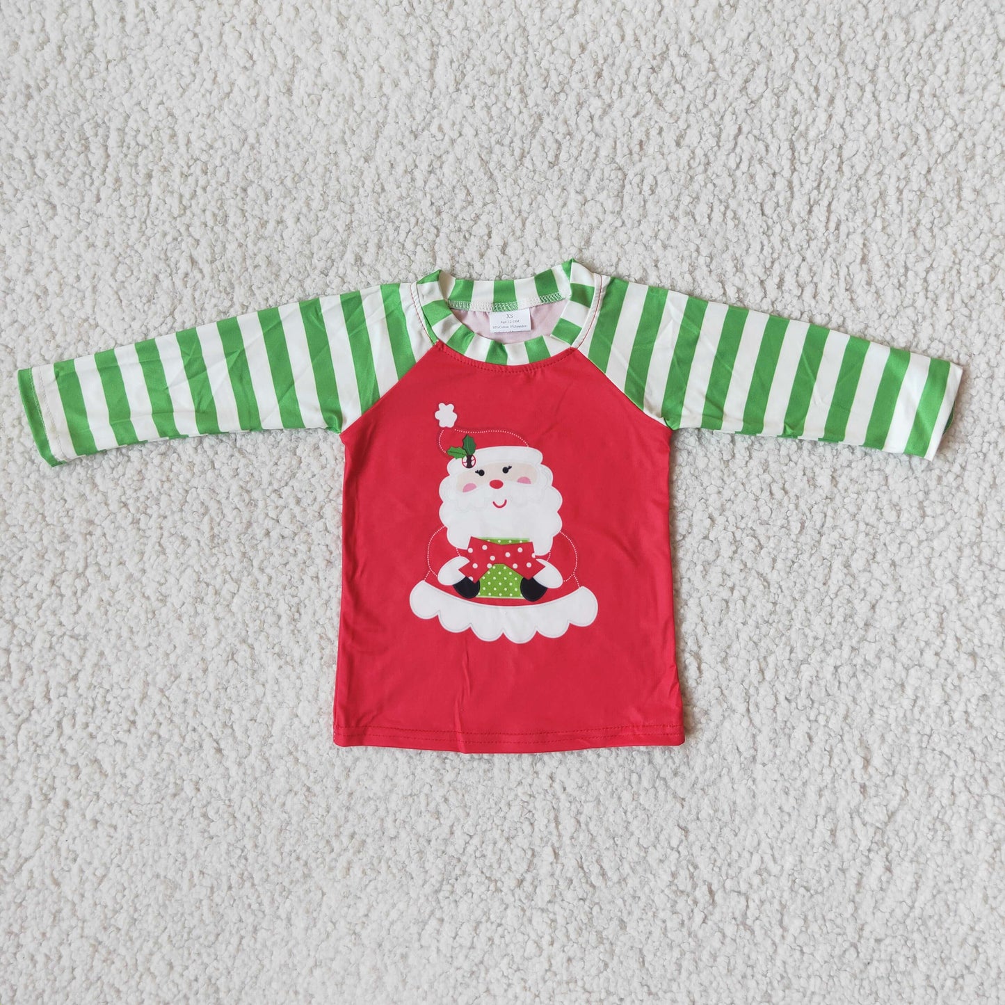 Santa Print long sleeve raglan top Kids Christmas T-Shirt