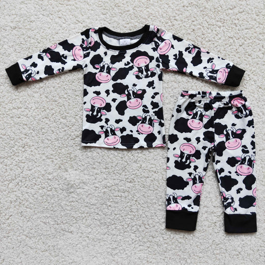 Boys long sleeve cow print fall winter pajama set