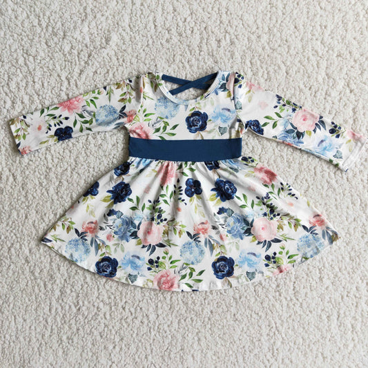 Baby girls long sleeve floral print dress