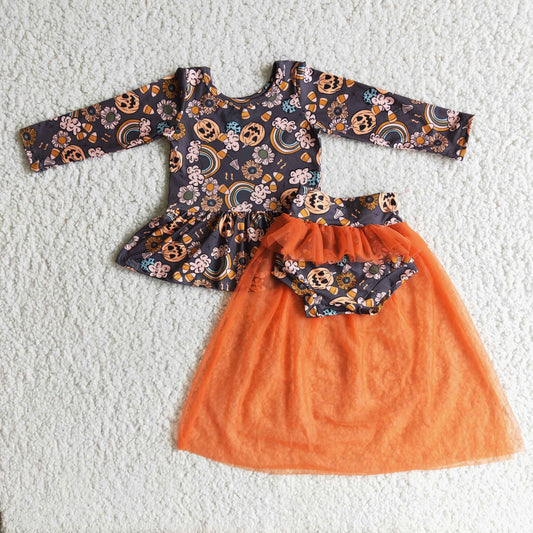 Toddle girls Pumpkin tulle bummie set