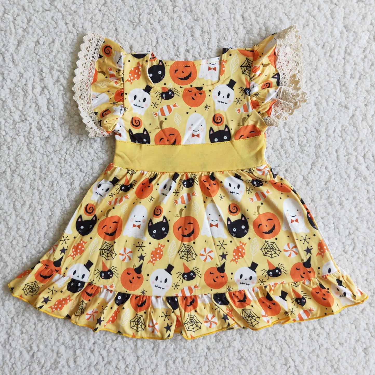 kids girls short sleeve Halloween design fall dress