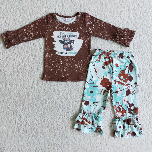 Baby girls heifer print fall clothes