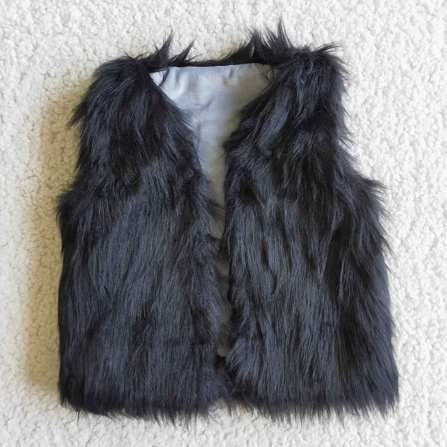 Girls black faux fur vest