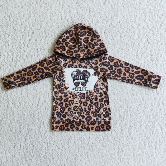 Baby girls long sleeve leopard print hoodie top