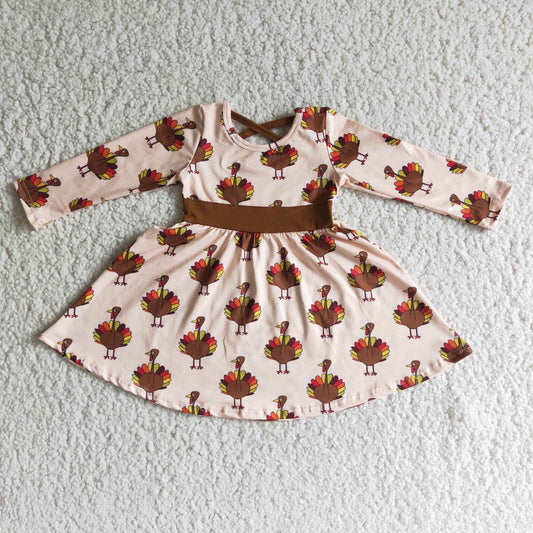 Baby girls long sleeve turkey dress