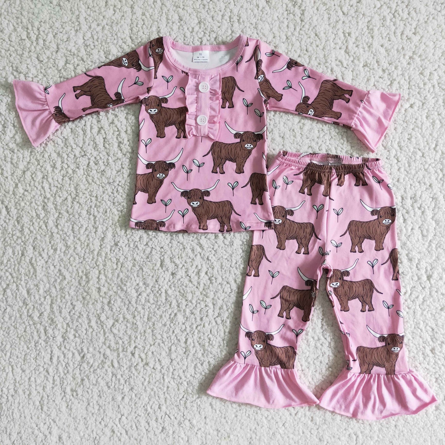 Baby Girls Highland cows 2pcs long sleeve pajama set