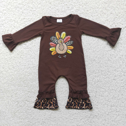 baby girls long sleeve turkey romper