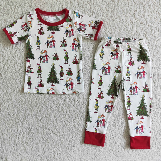 Baby boys short sleeve Xmas pajama set
