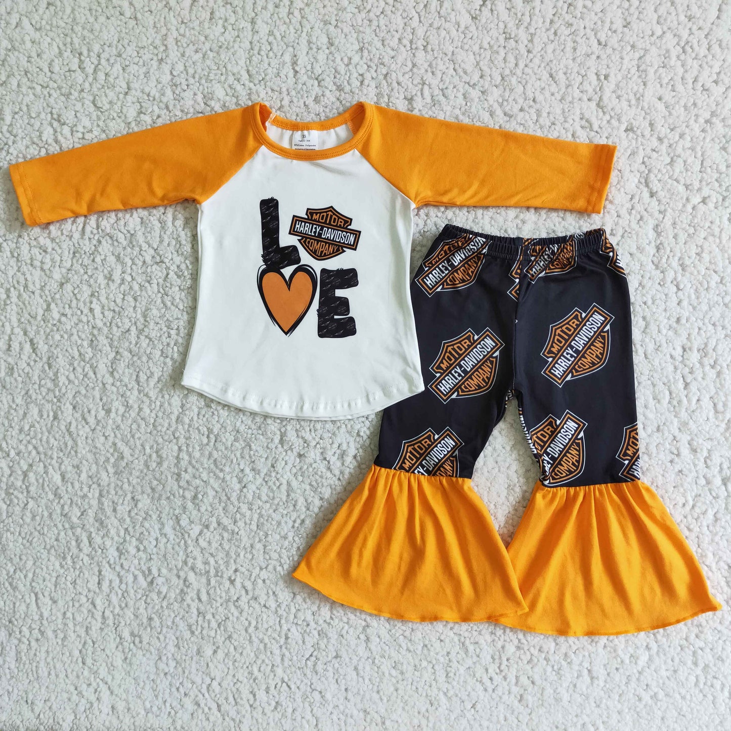 Baby girls motorcycle print 2pcs long sleeve outfit