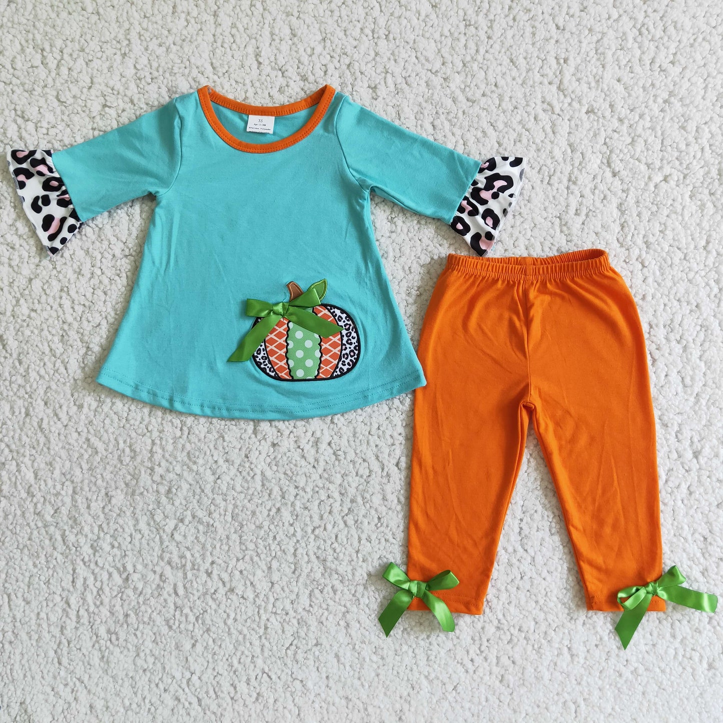 Baby girls embroidery pumpkin clothing set