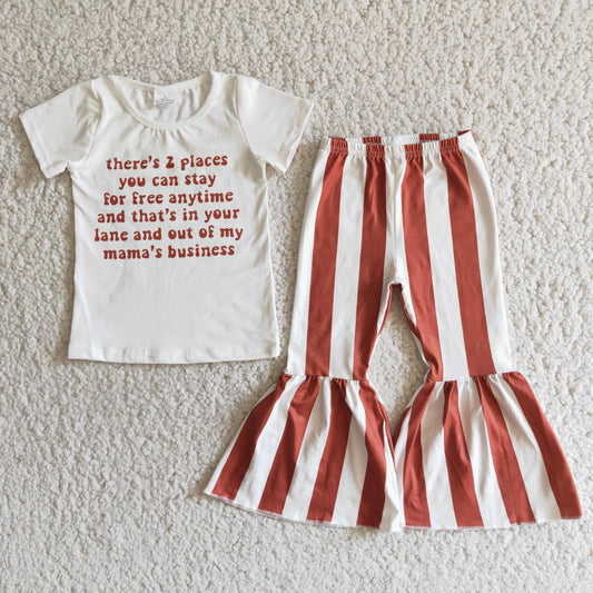 baby girls letter print top stripes pants 2pcs outfit