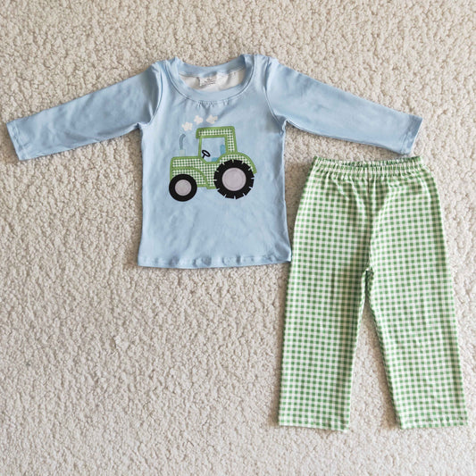 boys tractor design blue outfit