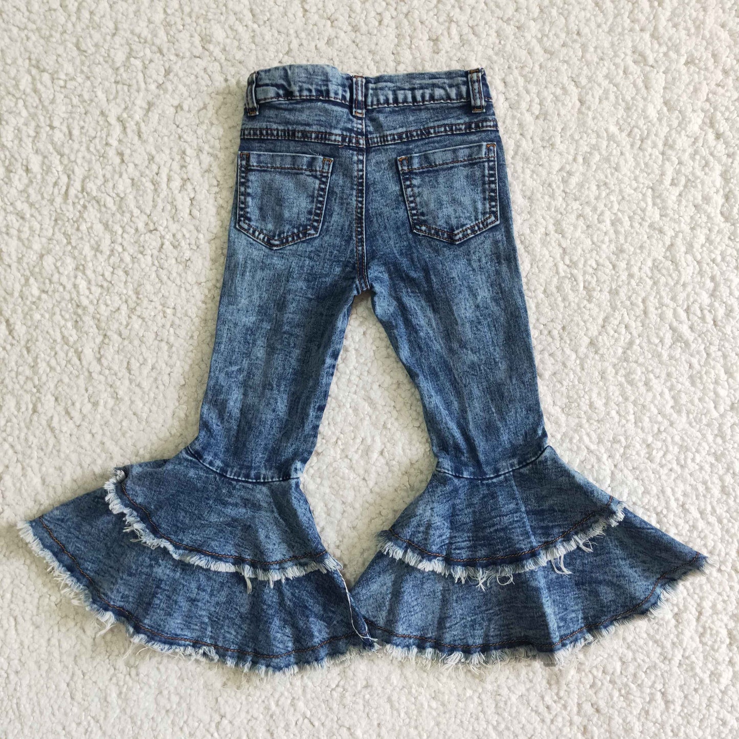 Girls distressed denim pants wholesale children jeans bell bottoms