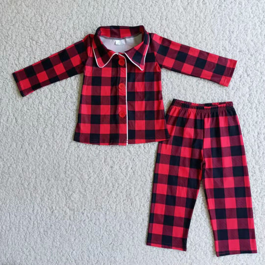 Baby boy plaid long sleeve Xmas pajama set