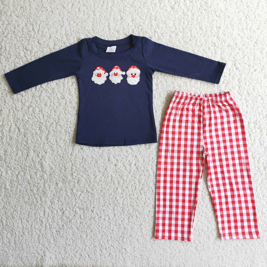 Boys embroidery Christmas clothing set