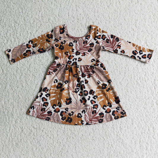 Baby girls long sleeve leopard dress