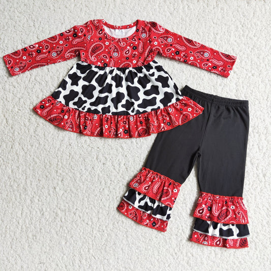 baby girls paisley tunic top ruffle pants 2pcs outfit