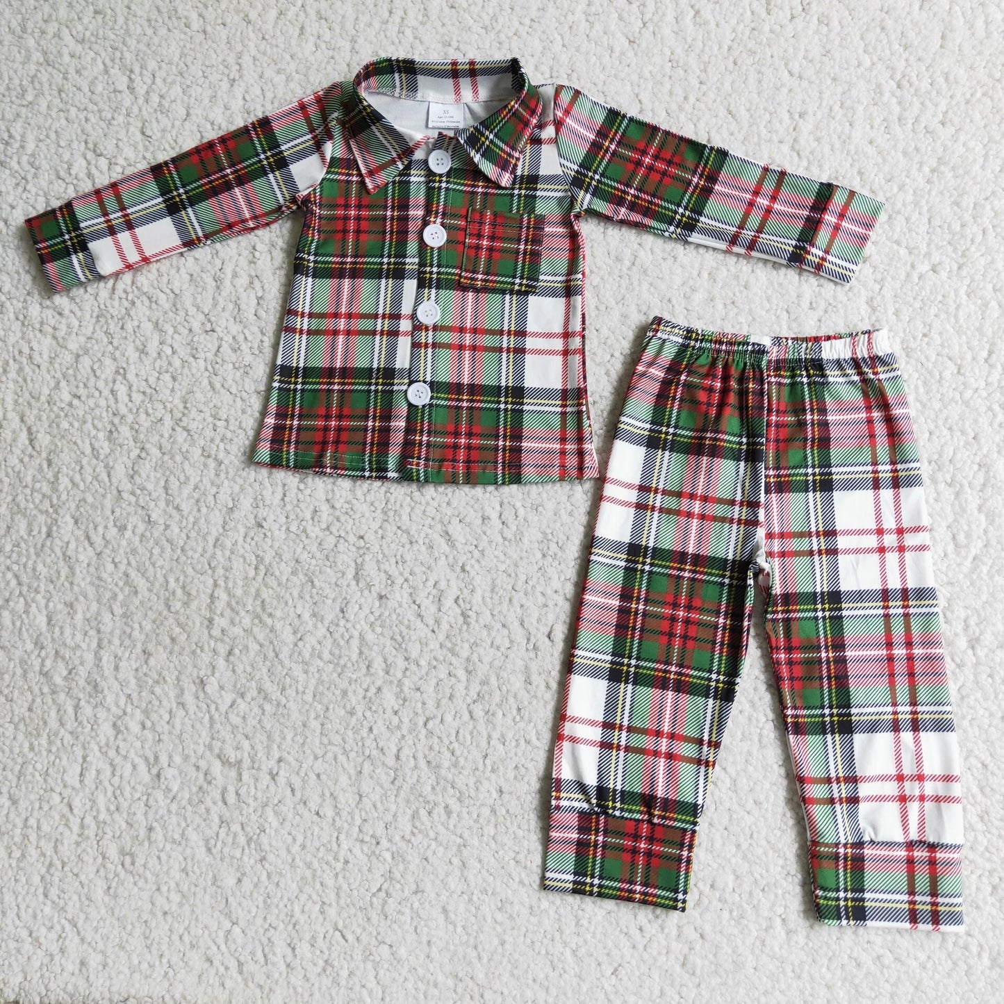 Baby boy plaid long sleeve pajama set