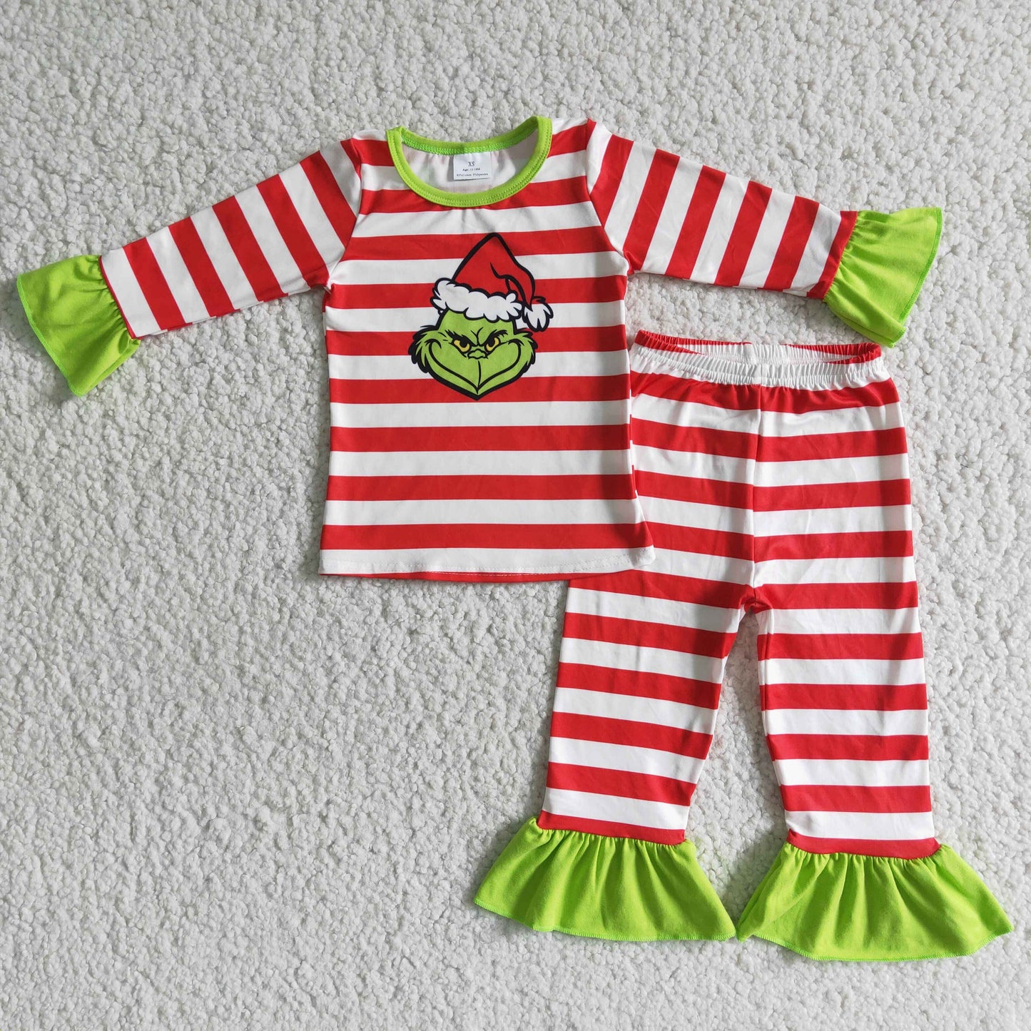Baby girls stripes design Christmas pajama set