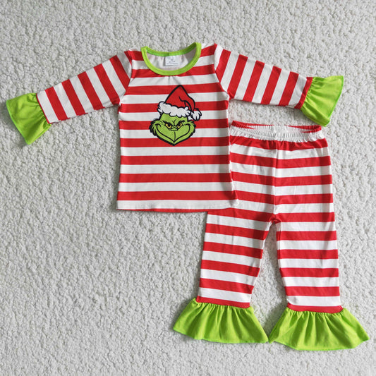 Baby girls stripes design Christmas pajama set