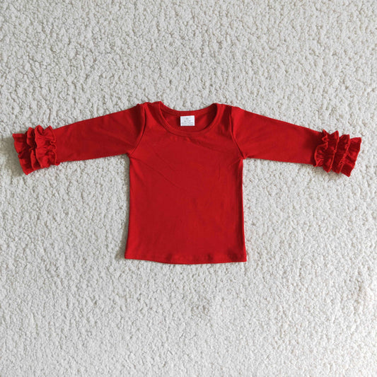 girls long sleeve red cotton t-shirt