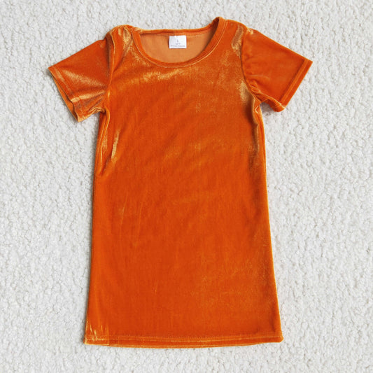 Baby girls orange velvet dress