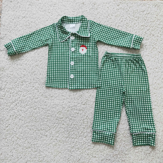 Baby boy green plaid pajama set