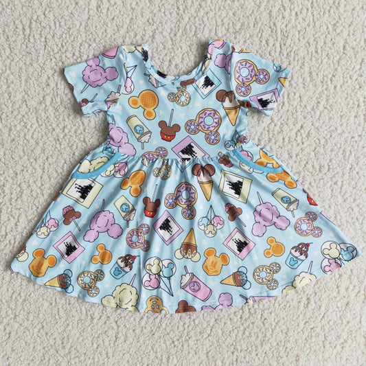 Baby girls blue cartoon dress