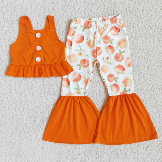 baby girls peach print bell bottom set