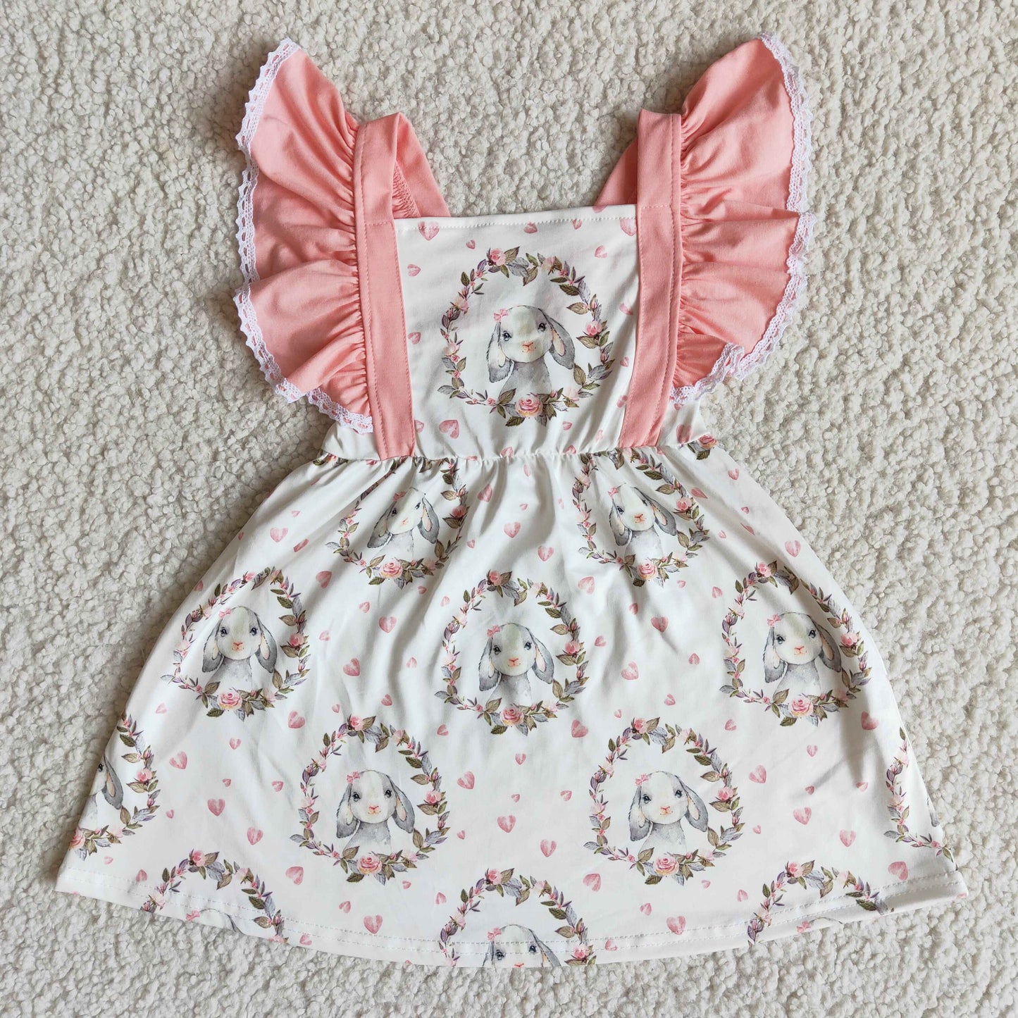 baby girls short sleeve  rabbit dress