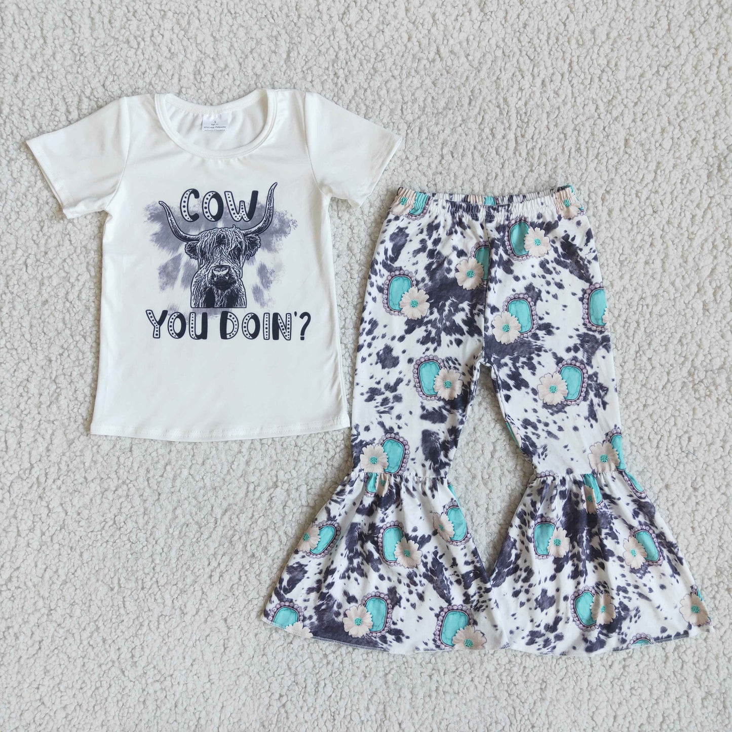 new cow summer bell bottom pants outfit