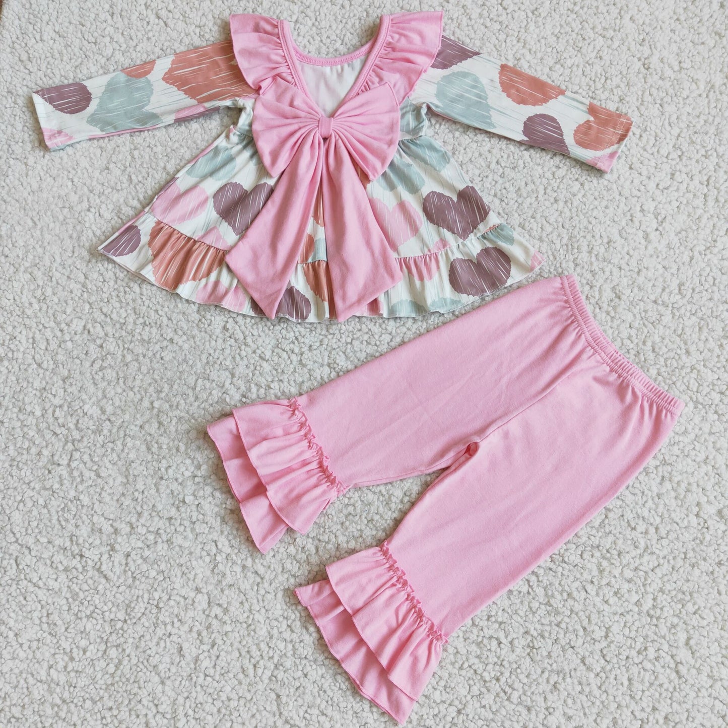 Baby girls big bow Valentines day  outfit
