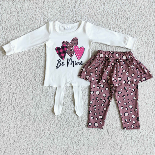 girls Valentines day skirt set