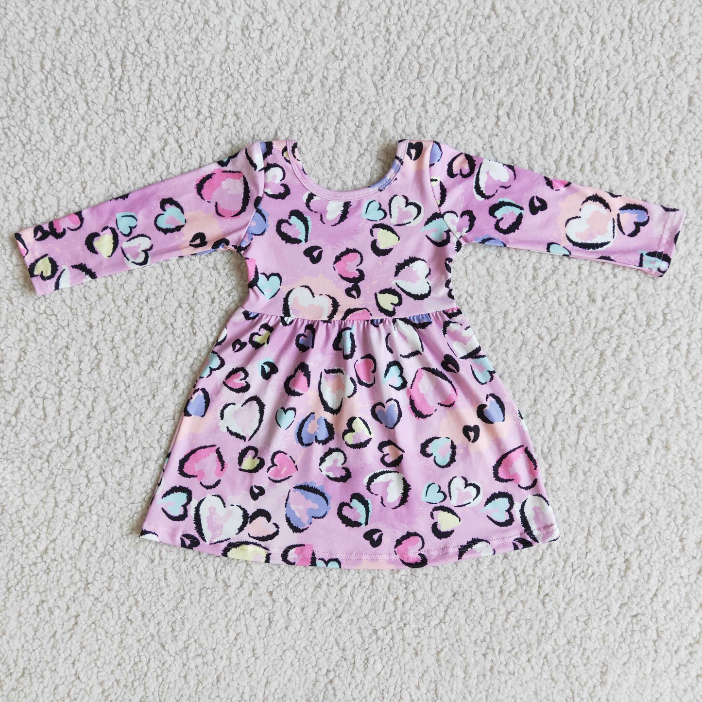 girls heart print Valentines dress