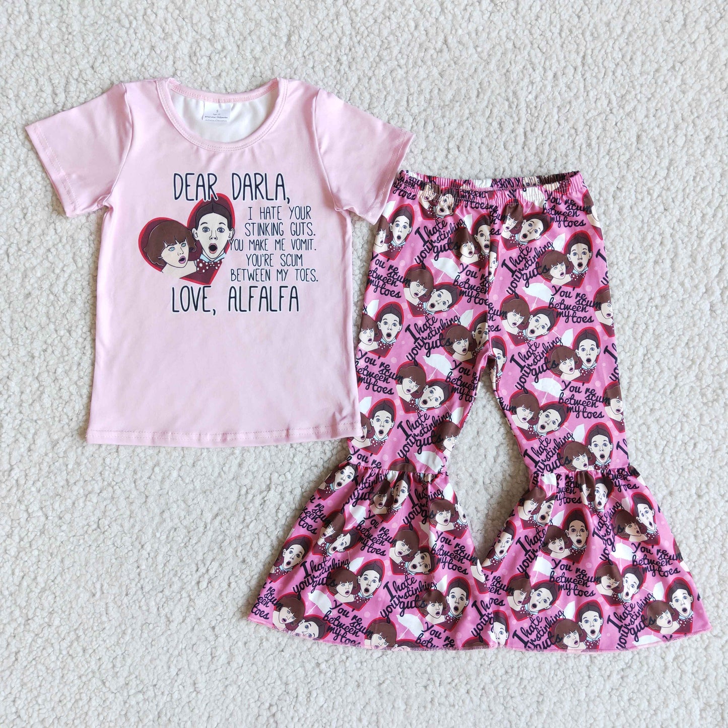 Girls cartoon love letters outfit