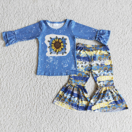 Girls long sleeve sunflower outfit