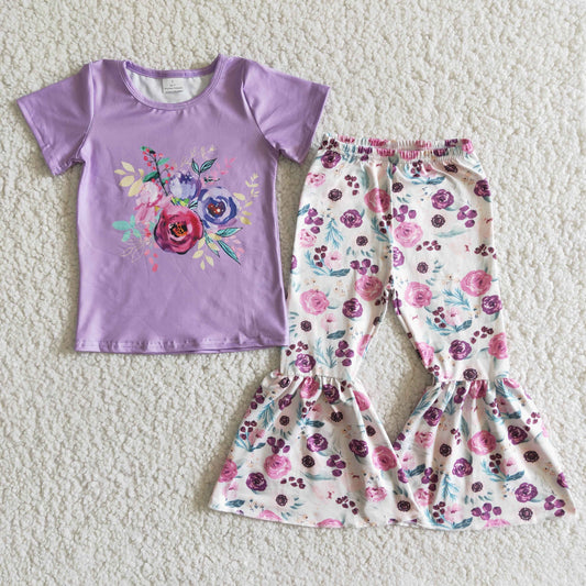 baby girls purple floral outfit