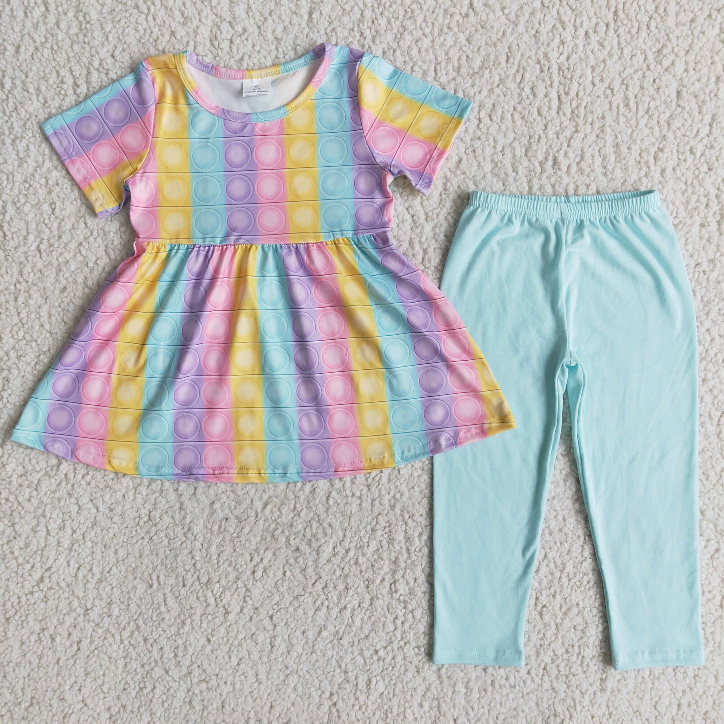 baby girls short sleeve tunic top light blue legging outfit