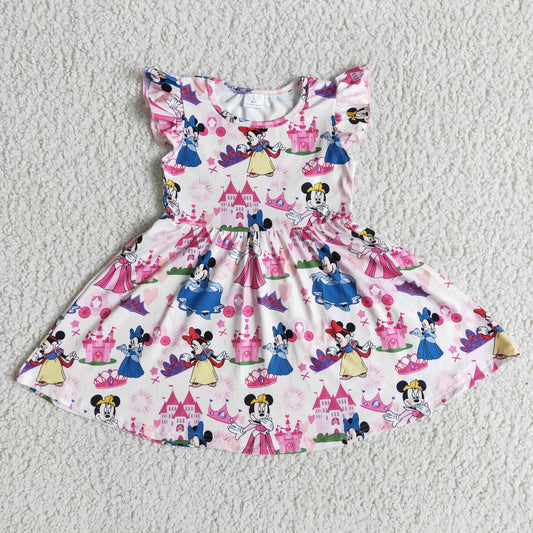 baby girls castle print cartoon dress