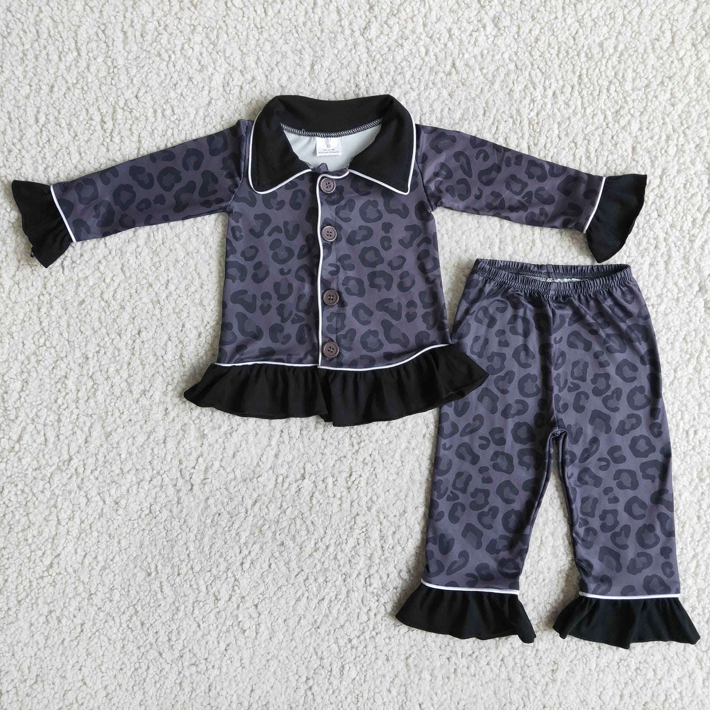 baby girls black leopard pajama set