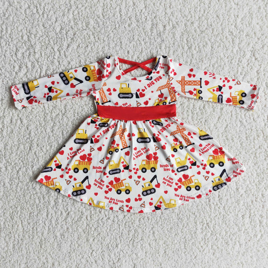 girls long sleeve heart print dress