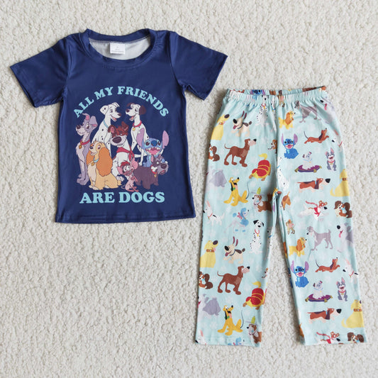 Boys cartoon  bell bottom set