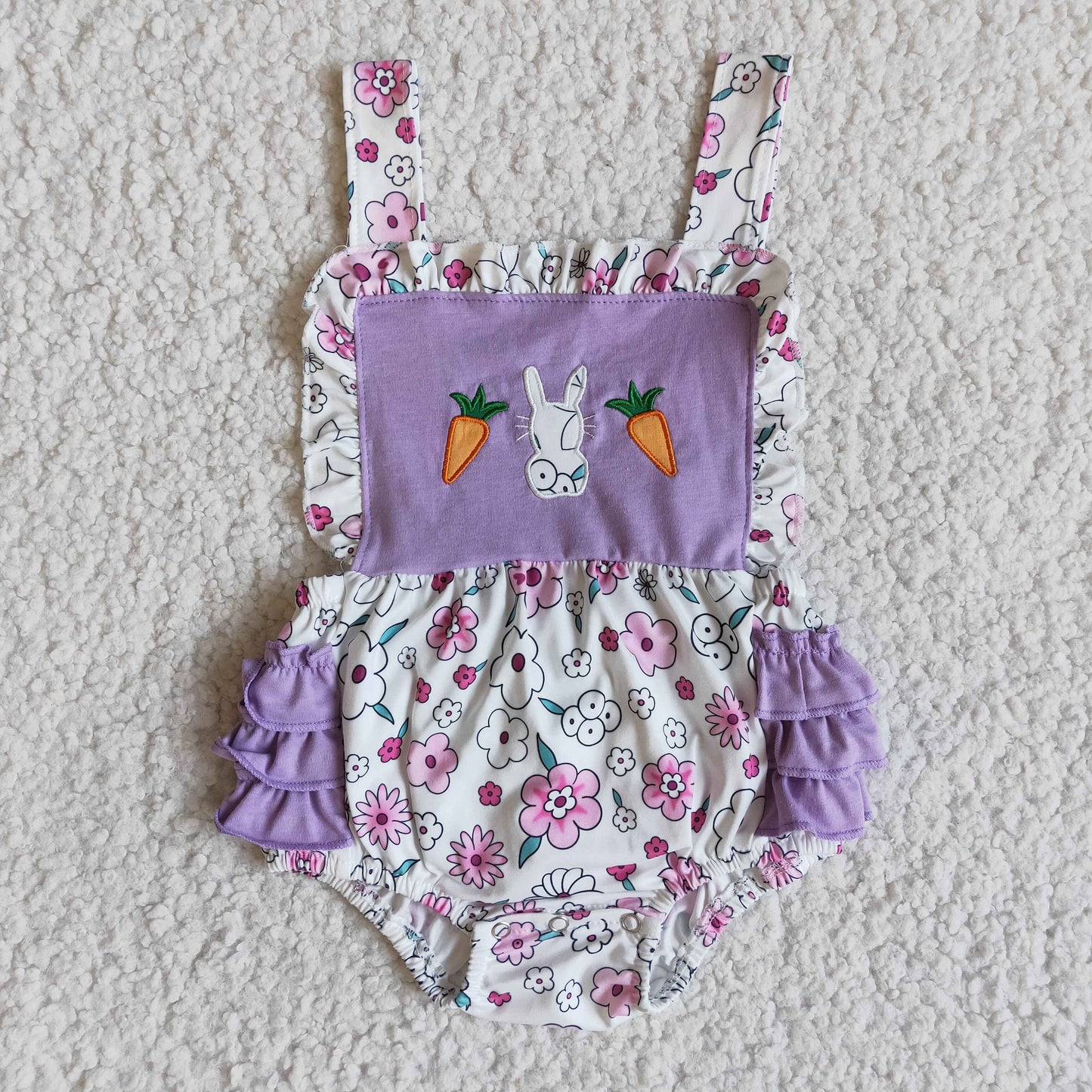 baby girls  embroidery Easter romper
