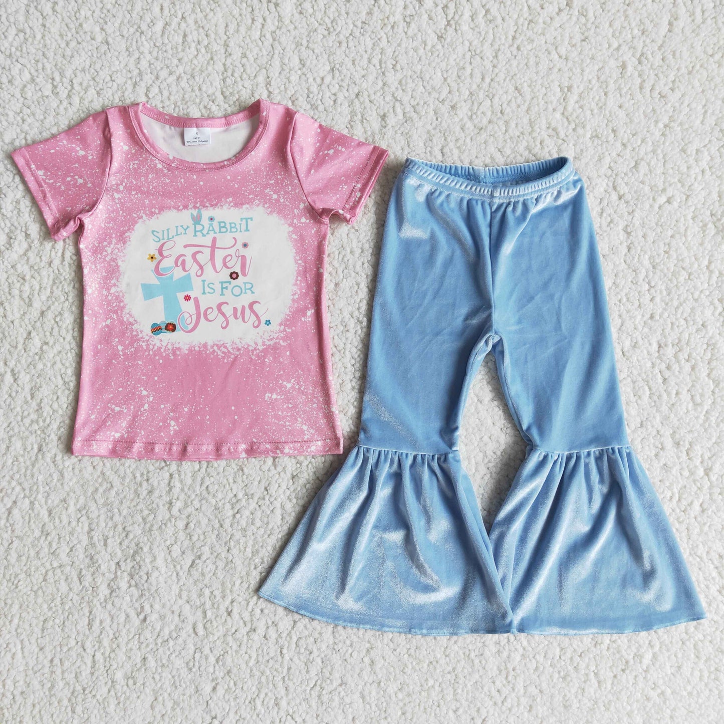 baby girls Easter day velvet pants outfit