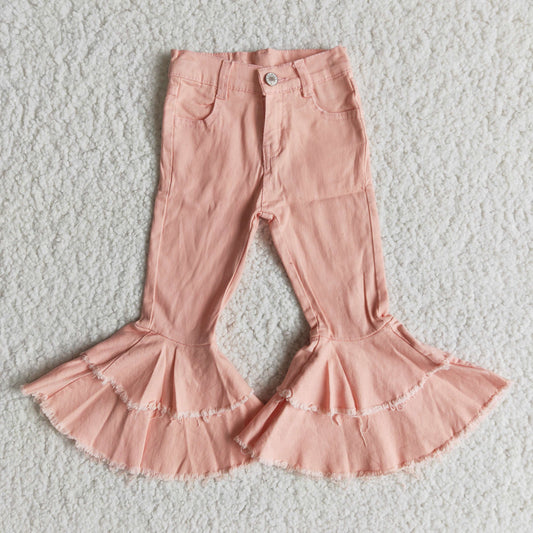 Girls pink denim pants,E12-28