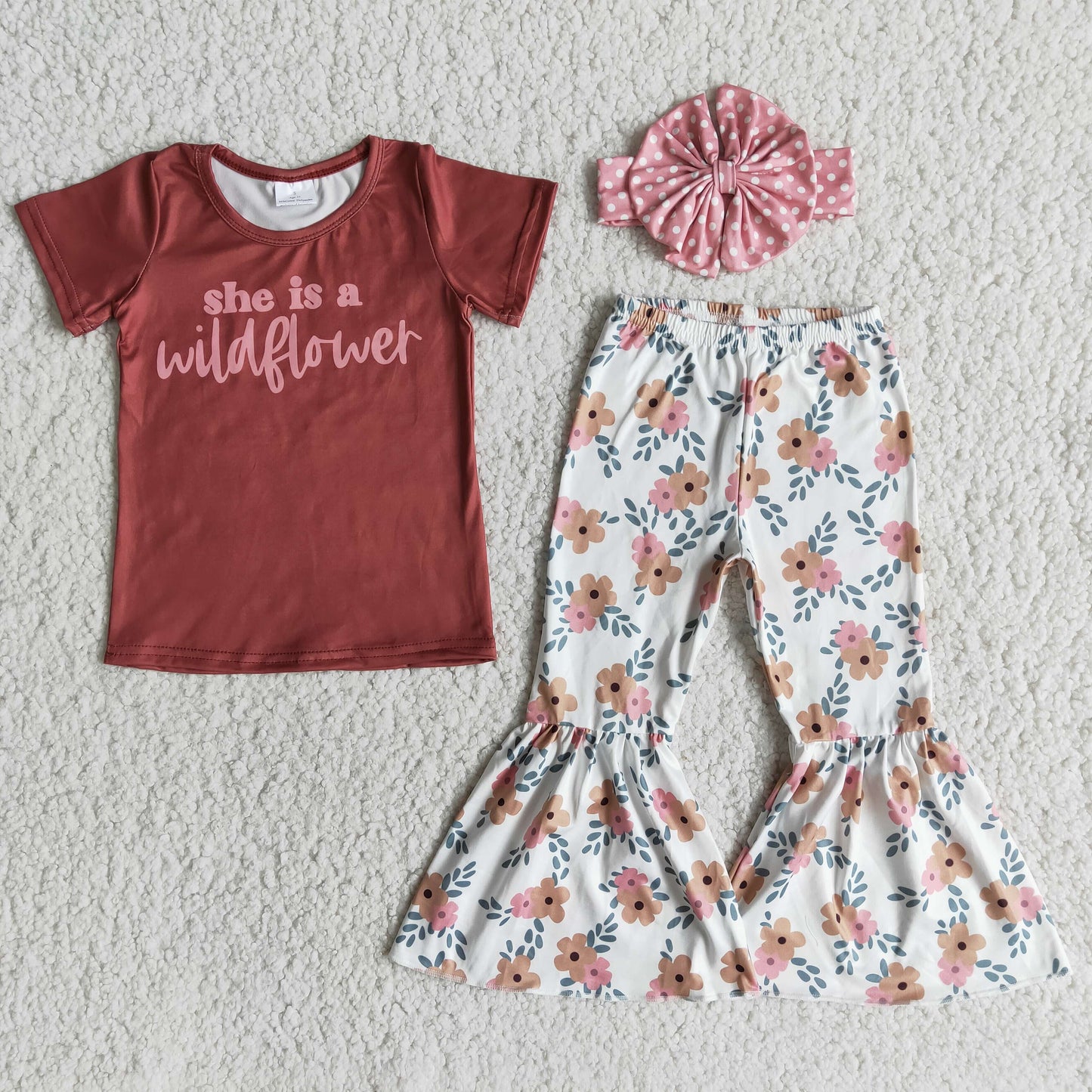 She is a wildflower baby girls summer outfit