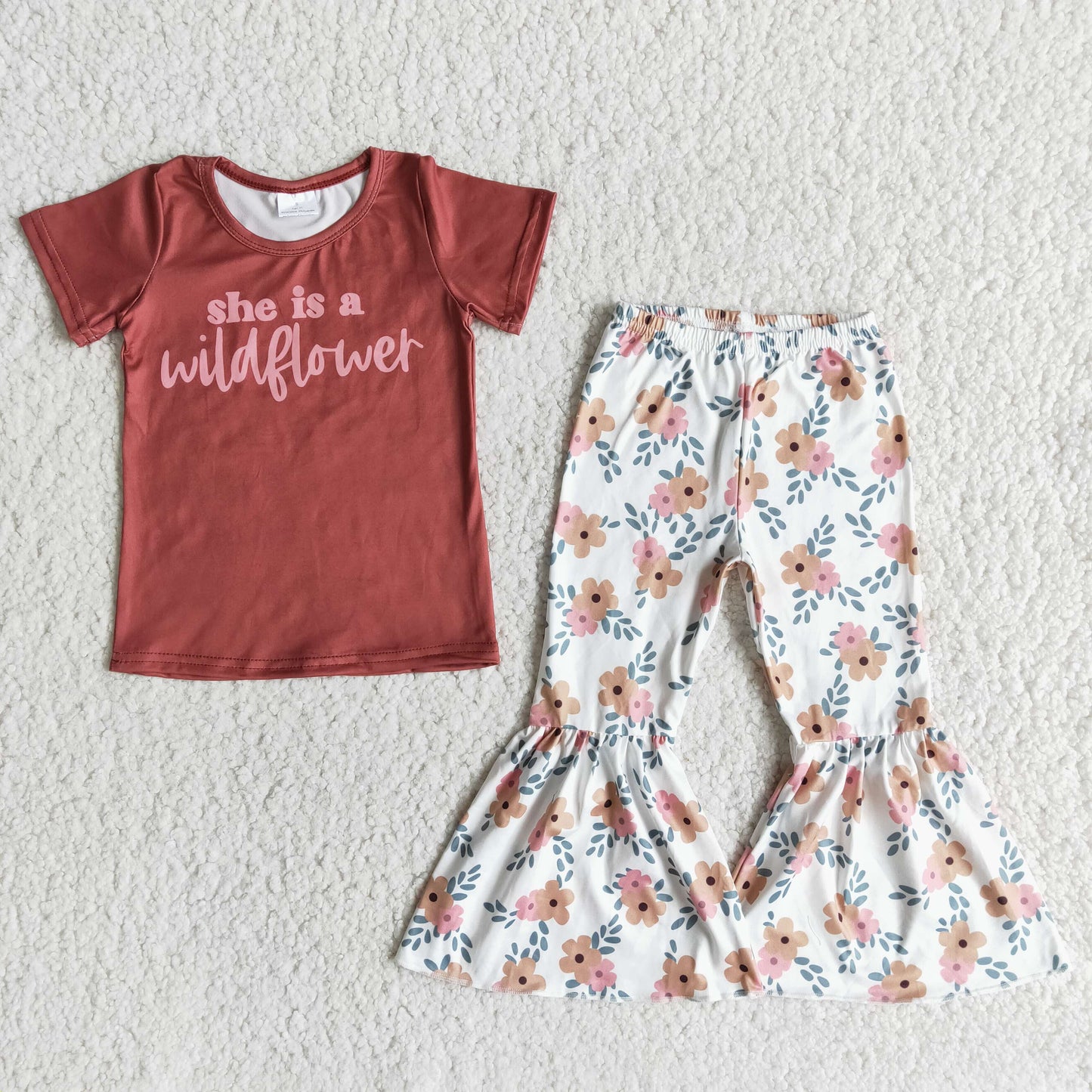 She is a wildflower baby girls summer outfit