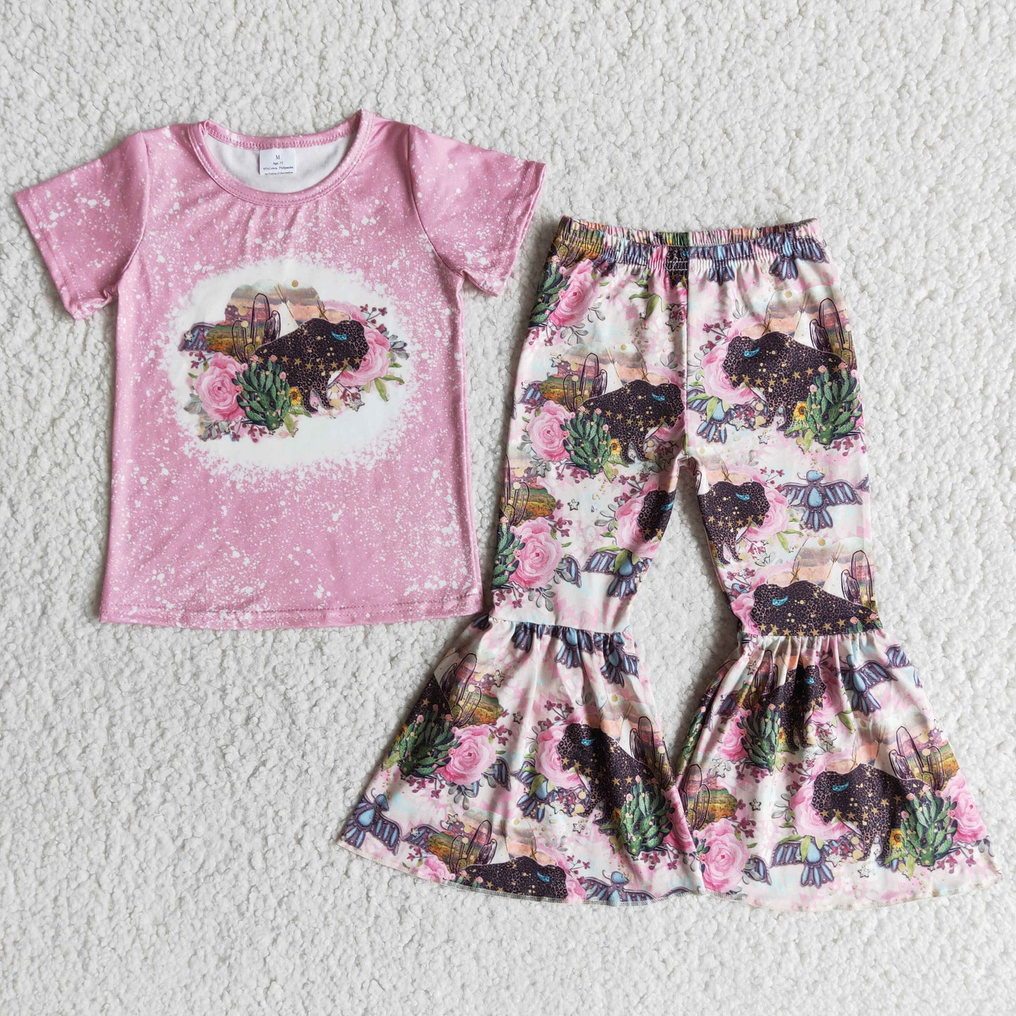 baby girls cow and cactus summer outfit