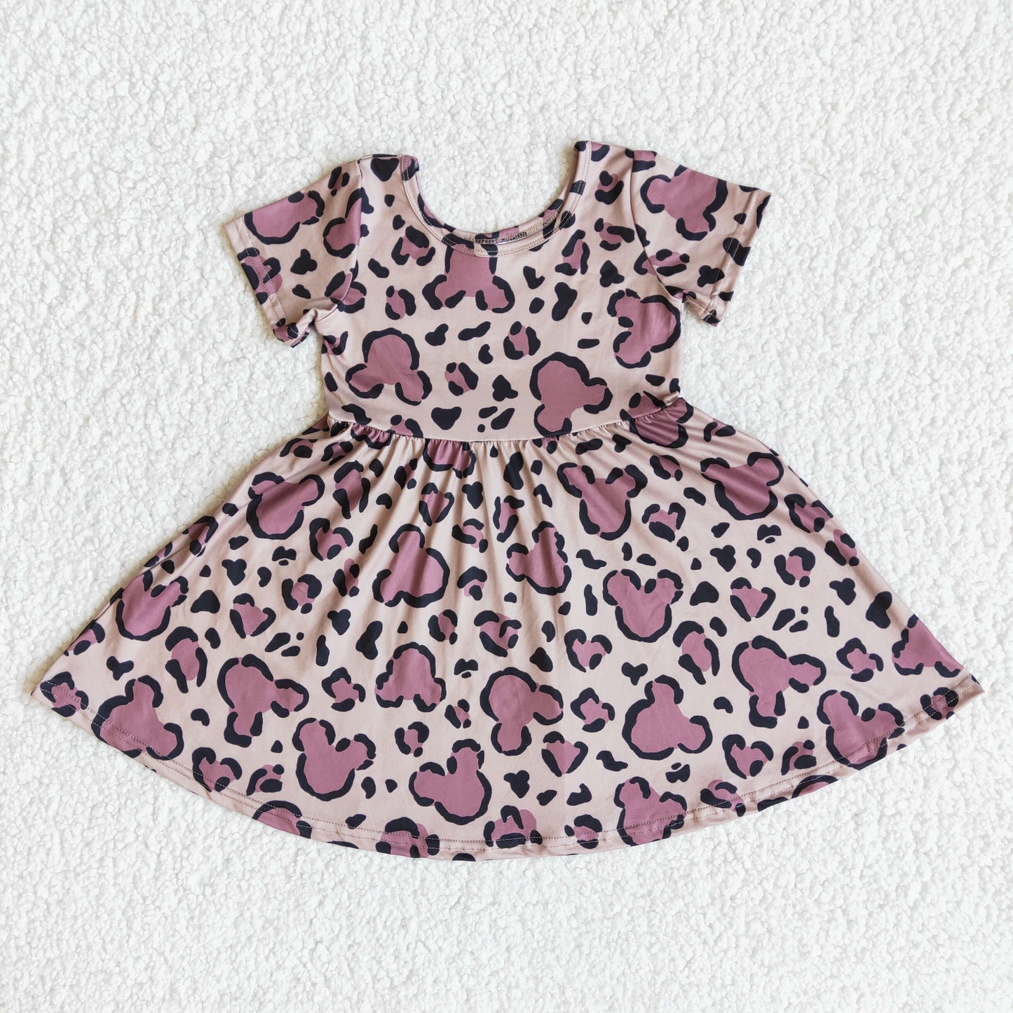 Baby girls cartoon leopard short sleeve dress