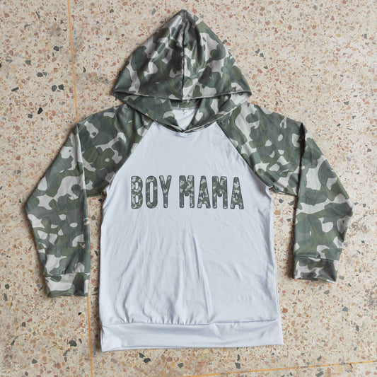 boy mama long sleeve hoodie top